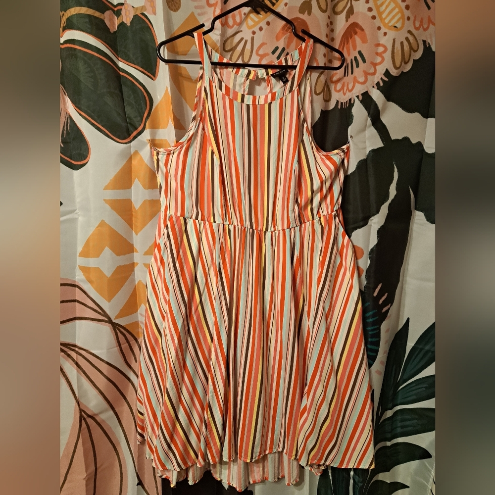 Torrid Multicolor Striped A-line Midi Dress